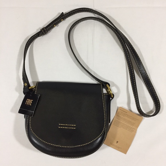black leather crossbody saddle bag